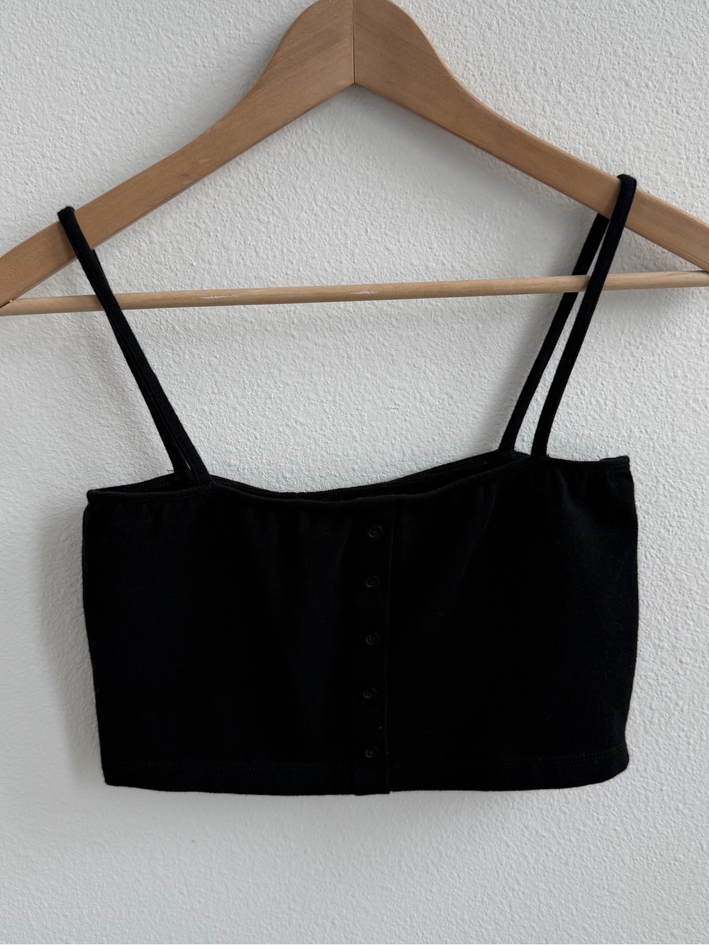 Brandy Melville Black Cropped Button Front Cami Tank Top One Size